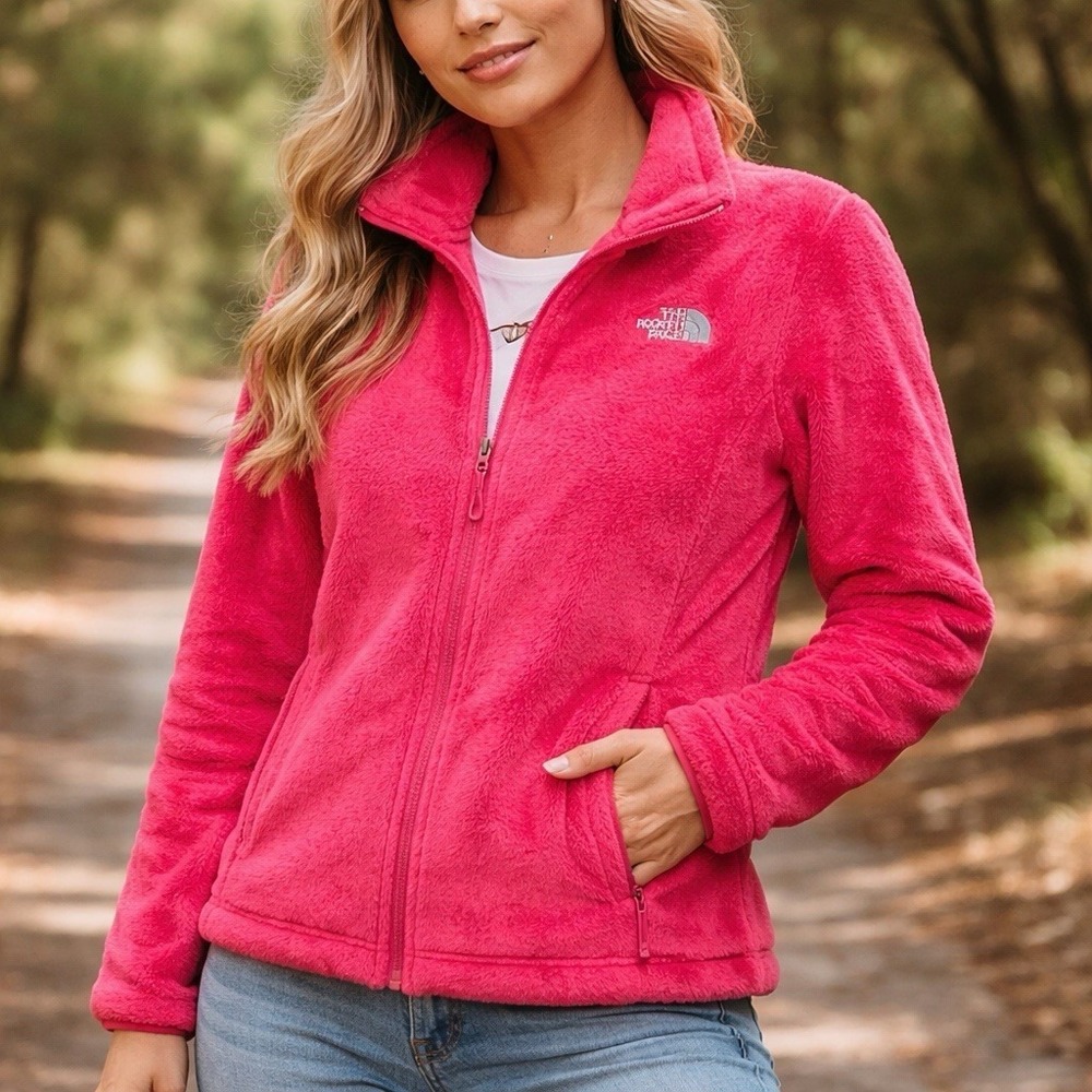 The North Face Osito 2 Fleece‎ Jacket Women Medium Pink Full Zip Soft Plush